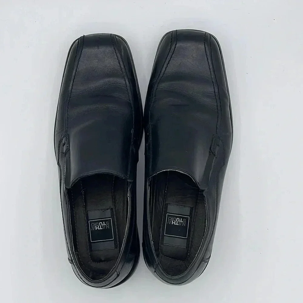 Natha Studio Leather Slip On Loafers, black